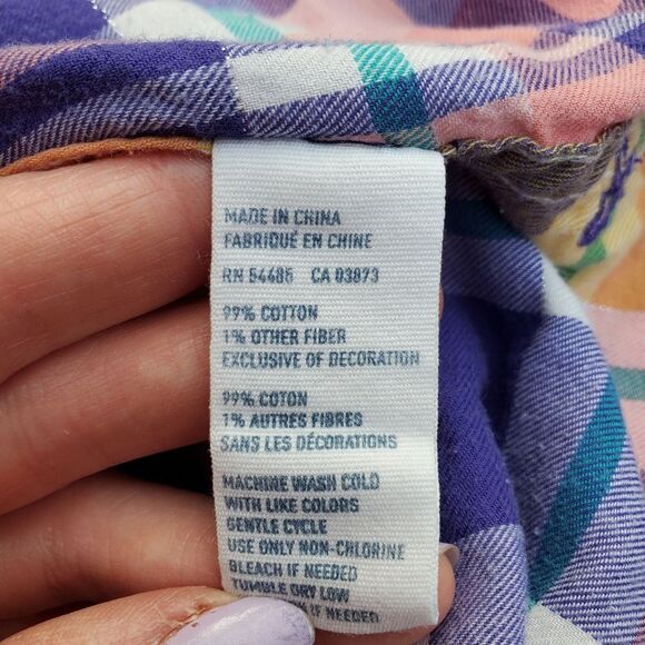 American Eagle Colorful Plaid Button-down Shirt Women's Size Medium 90% Cotton - Picture 5 of 5